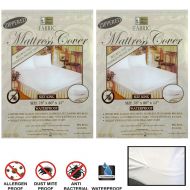 AllTopBargains 2X King Size Mattress Cover Zippered Fabric Protect Bed Dust Mite Bug Waterproof