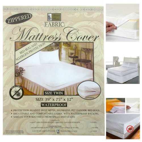  AllTopBargains 6 Pc Twin Size Fabric Zippered Mattress Cover Bed Bugs Water Allergen Protector