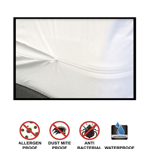  AllTopBargains 6 Pc Twin Size Fabric Zippered Mattress Cover Bed Bugs Water Allergen Protector