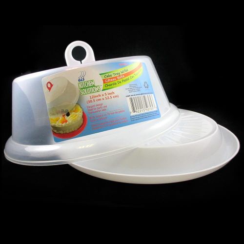  AllTopBargains 2 Sets Plastic Cake Tray Cover Pie Dessert Hold Lid Pastry Plate Stand Serving