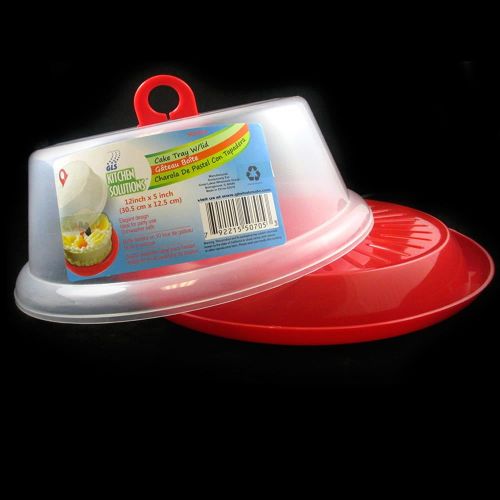  AllTopBargains 2 Sets Plastic Cake Tray Cover Pie Dessert Hold Lid Pastry Plate Stand Serving