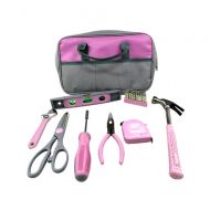 AllTopBargains 9pc Ladies Tool Bag Pink Set Hammer Screwdriver Tape Measure Wrench Pliers Level