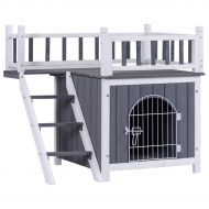 Allbest2you New Wooden Pet Dog House Shelter Outdoor Indoor Puppy Balcony Bed Room Cage