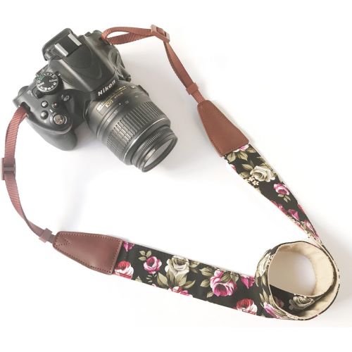  Alled Camera Strap Neck, Adjustable Vintage Floral Camera Straps Shoulder Belt for Women /Men,Camera Strap for Nikon / Canon / Sony / Olympus / Samsung / Pentax ETC DSLR / SLR