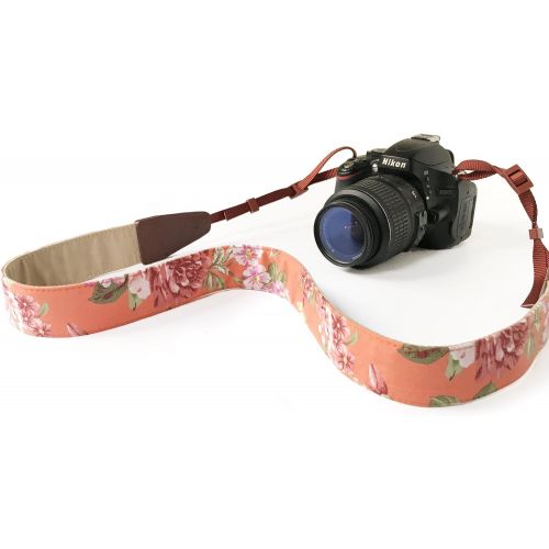  Alled Camera Strap Neck, Adjustable Vintage Orange Floral Camera Straps Shoulder Belt for Women /Men,Camera Strap for Nikon / Canon / Sony / Olympus / Samsung / Pentax ETC DSLR / SLR