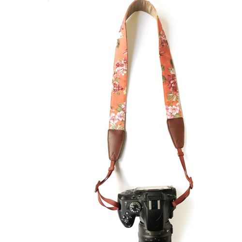  Alled Camera Strap Neck, Adjustable Vintage Orange Floral Camera Straps Shoulder Belt for Women /Men,Camera Strap for Nikon / Canon / Sony / Olympus / Samsung / Pentax ETC DSLR / SLR