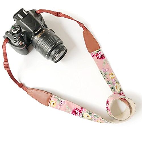  Alled Camera Strap Neck, Adjustable Vintage Floral PInk Camera Straps Shoulder Belt for Women /Men,Camera Strap for Nikon / Canon / Sony / Olympus / Samsung / Pentax ETC DSLR / SLR