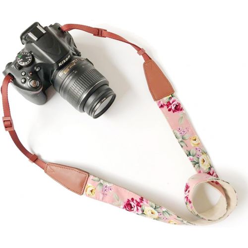  Alled Camera Strap Neck, Adjustable Vintage Floral PInk Camera Straps Shoulder Belt for Women /Men,Camera Strap for Nikon / Canon / Sony / Olympus / Samsung / Pentax ETC DSLR / SLR