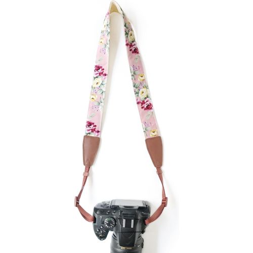  Alled Camera Strap Neck, Adjustable Vintage Floral PInk Camera Straps Shoulder Belt for Women /Men,Camera Strap for Nikon / Canon / Sony / Olympus / Samsung / Pentax ETC DSLR / SLR