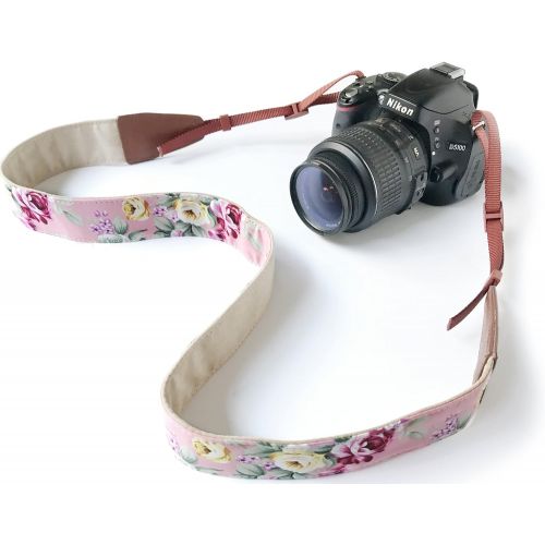  Alled Camera Strap Neck, Adjustable Vintage Floral PInk Camera Straps Shoulder Belt for Women /Men,Camera Strap for Nikon / Canon / Sony / Olympus / Samsung / Pentax ETC DSLR / SLR