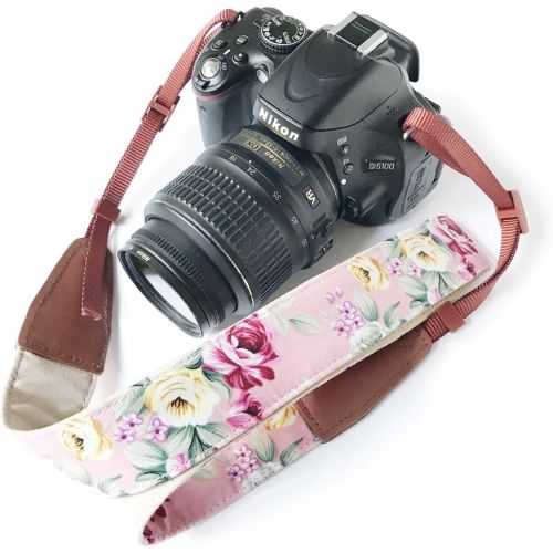  Alled Camera Strap Neck, Adjustable Vintage Floral PInk Camera Straps Shoulder Belt for Women /Men,Camera Strap for Nikon / Canon / Sony / Olympus / Samsung / Pentax ETC DSLR / SLR