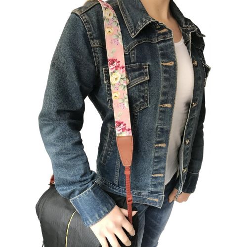  Alled Camera Strap Neck, Adjustable Vintage Floral PInk Camera Straps Shoulder Belt for Women /Men,Camera Strap for Nikon / Canon / Sony / Olympus / Samsung / Pentax ETC DSLR / SLR