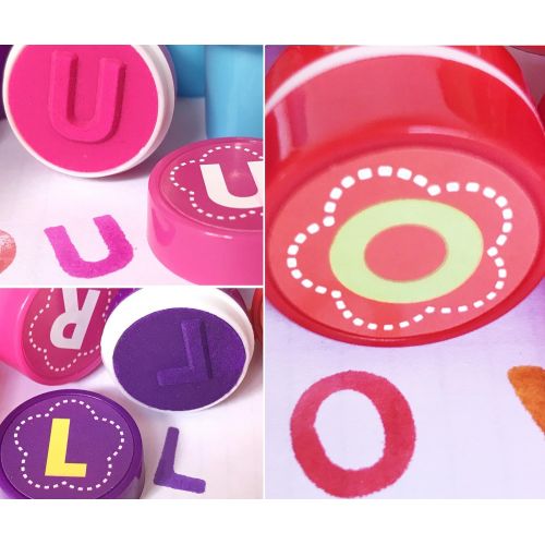  [아마존베스트]26 Pieces Alphabet Fun Stamps for Kids,Alled Self-Ink Washable Stampers Set for Children Party Favor,School Prizes,Birthday Gift,Learn Props