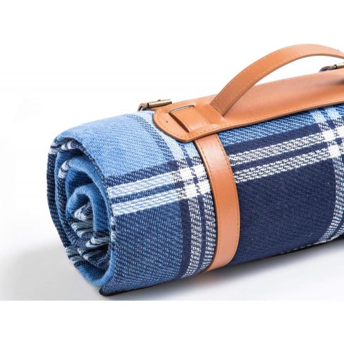  Allegrow Extra Large Waterproof Picnic Beach Blanket Sand Proof Wet Lawn Oversize Water-Resistant Handy Blanket for Outdoor Spring and Summer Picnics and Camping Portable (Blue)