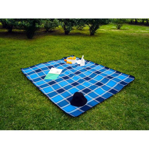  Allegrow Extra Large Waterproof Picnic Beach Blanket Sand Proof Wet Lawn Oversize Water-Resistant Handy Blanket for Outdoor Spring and Summer Picnics and Camping Portable (Blue)