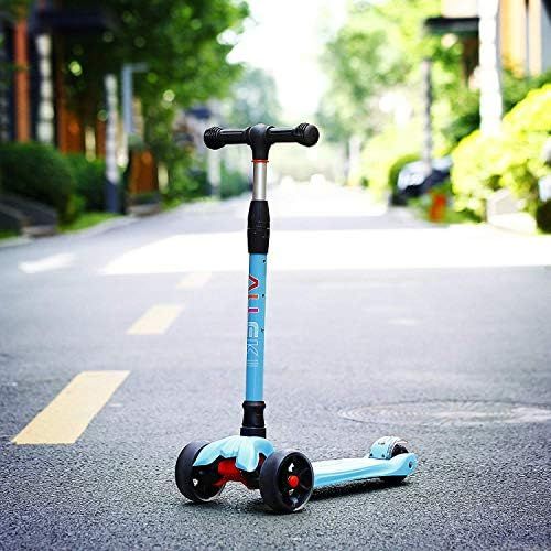  Allek Kick Scooter B02, Lean N Glide Scooter with Extra Wide PU Light-Up Wheels and 4 Adjustable Heights for Children from 3-12yrs (Aqua Blue)