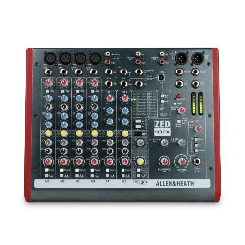  Allen & Heath ZED-10FX Multi-Purpose Miniature Mixer + Gator Cases G-MIXERBAG + Headphone + XLR Mic Cable + Instrument Cable & Stereo Cable