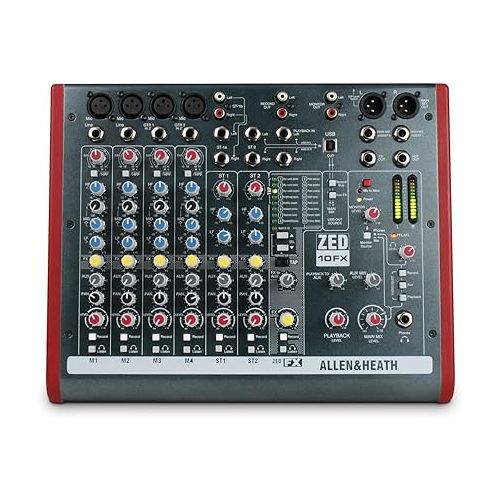 Allen & Heath ZED-10FX - Touring Quality Audio Mixer with 2 Mic/Line, 2 Mic/Line/DI, 3 Stereo Line, Onboard FX and USB I/O (AH-ZED-10FX)