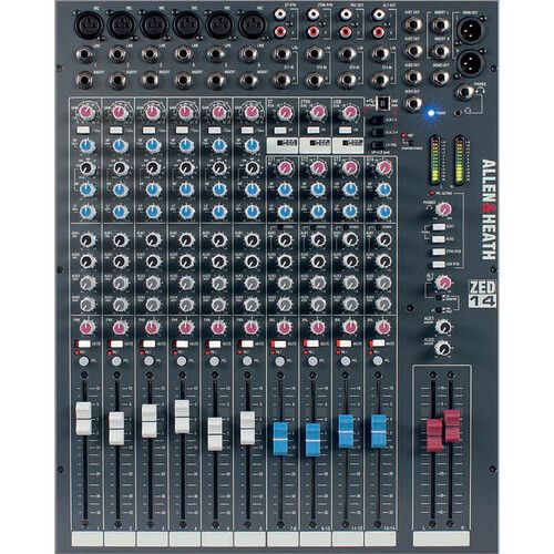  Allen & Heath ZED-14 Compact 14-Channel Analog Mixer with USB Connection