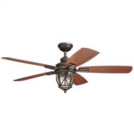 Allen + roth Castine 52-in Rubbed Bronze Downrod or Close Mount IndoorOutdoor Ceiling Fan with Light Kit and Remote