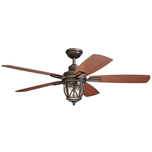  Allen + roth Castine 52-in Rubbed Bronze Downrod or Close Mount IndoorOutdoor Ceiling Fan with Light Kit and Remote