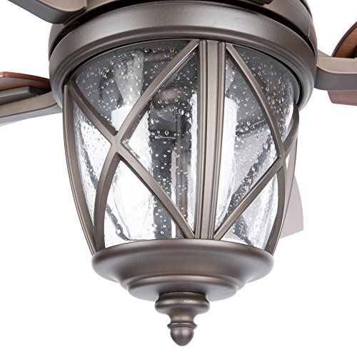  Allen + roth Castine 52-in Rubbed Bronze Downrod or Close Mount IndoorOutdoor Ceiling Fan with Light Kit and Remote