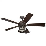 Allen + roth Allen + Roth Stonecroft 52-in Rust Indoor/Outdoor Downrod Or Close Mount Ceiling Fan with Light Kit and Remote