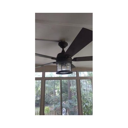  Allen + roth Allen + Roth Stonecroft 52-in Rust IndoorOutdoor Downrod Or Close Mount Ceiling Fan with Light Kit and Remote