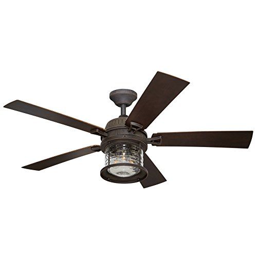  Allen + roth Allen + Roth Stonecroft 52-in Rust IndoorOutdoor Downrod Or Close Mount Ceiling Fan with Light Kit and Remote