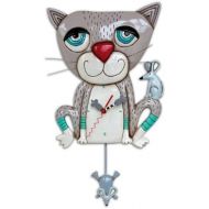 Allen Design Studios Mouser the Cat Gray Kitty Meow Pendulum Battery Wall Clock Allen Designs