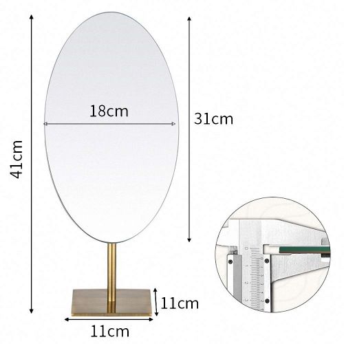  Allenrous Makeup Mirror Brass Table Mirror Cosmetics Mirror Free Standing Table Vanity Mirror (Edition : Silver)