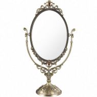 Allenrous Makeup Mirror Table Mirror Cosmetics Mirror Free Standing Table Vanity Mirror (Color : Brass)