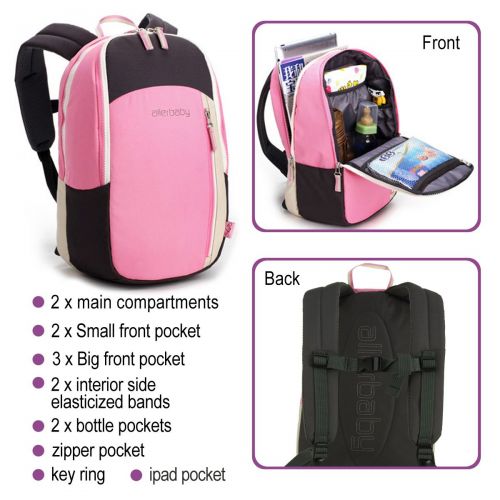  Diaper Bag, Allerbaby Waterproof Multi-Function Travel Backpack for Baby Care, Nappy Bags with Changing Pad for Mom and Dad, Stylish and Durable