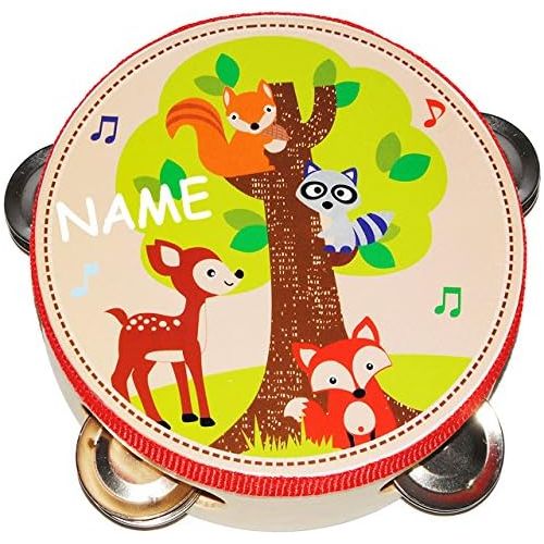  [아마존베스트]Alles-meine.de GmbH TambourineWoodenForest AnimalsFox & Deer with Metal Clamps for Children and AdultsPERCUSSION MUSICAL INSTRUMENT/InstrumentTambourine&n
