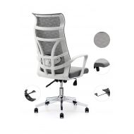 Allguest Office Chair Home Computer Chair White High Back Armrest Ergonomic Adjustable Lumbar Support Mesh Nylon AG-876FH-W