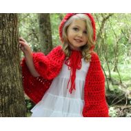 AlliRoseBoutique Little Red Riding Hood Cape - Crochet - Toddler - Child - Halloween - Photography Prop - Newborn - Baby - Teen - Adult - Photo Prop