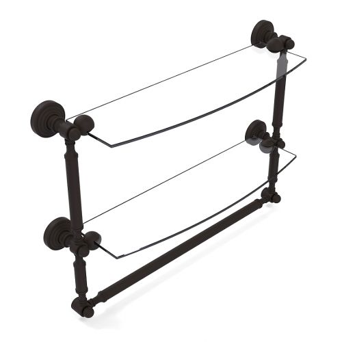  Allied Brass Waverly Place 2-Tiered Glass Shelf with Integrated Towel Bar