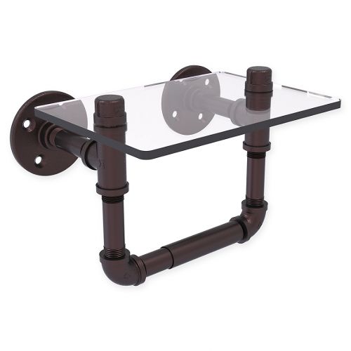  Allied Brass Pipeline Collection Toilet Paper Holder with Glass Shelf