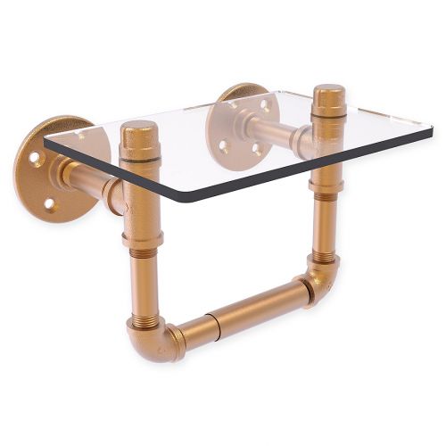  Allied Brass Pipeline Collection Toilet Paper Holder with Glass Shelf