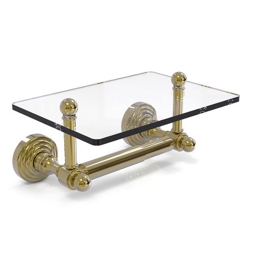  Allied Brass Waverly Place Collection Two Post Toilet Paper Holder with Glass Shelf