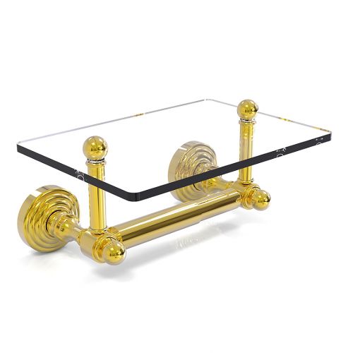  Allied Brass Waverly Place Collection Two Post Toilet Paper Holder with Glass Shelf