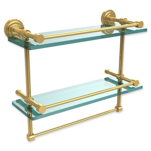  Allied Brass Dottingham Gallery 2-Tier Glass Shelf with Towel Bar