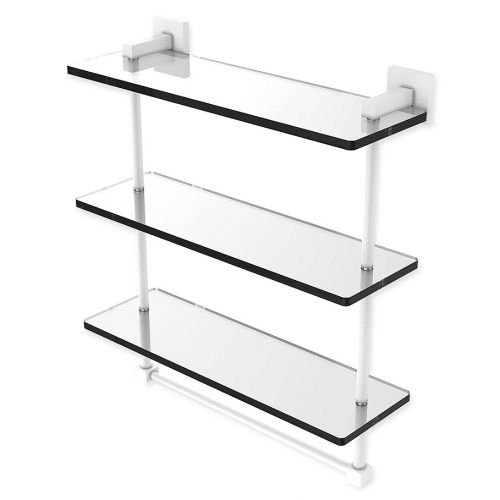  Allied Brass Montero Collection 16-Inch Triple Glass Shelf with integrated towel bar