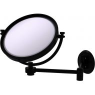 Allied Precision Industries Allied Brass WM-6G/3X-BKM 8 Inch Wall Mounted Extending 3X Magnification with Groovy Accent Make-Up Mirror, Matte Black
