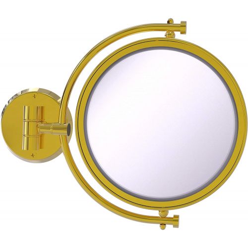  Allied Brass WM-4/4X 8 Inch Wall Mounted 4X Magnification Make-Up Mirror, Polished Brass