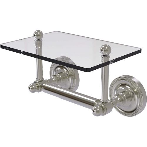  Allied Precision Industries Allied Brass PR-GLT-24 Prestige Regal Collection Two Post Tissue Glass Shelf Toilet Paper Holder, Satin Nickel