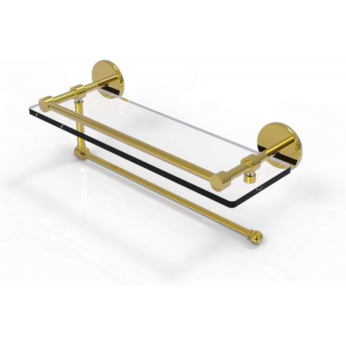  Allied Precision Industries Allied Brass P1000-1PT/16-GAL Prestige Skyline Collection Paper Towel Holder with 16 Inch Gallery Glass Shelf, Polished Brass