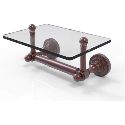  Allied Precision Industries Allied Brass DT-GLT-24 Dottingham Collection Two Post Tissue Glass Shelf Toilet Paper Holder, Antique Copper