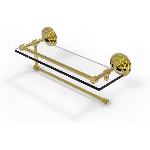  Allied Brass PQN-1PT/16-GAL Prestige Que New Collection Paper Towel Holder with 16 Inch Gallery Glass Shelf, Polished Brass