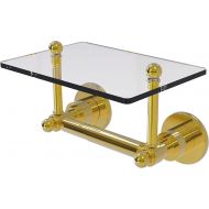 Allied Precision Industries Allied Brass AP-GLT-24 Astor Place Collection Two Post Tissue Glass Shelf Toilet Paper Holder, Polished Brass